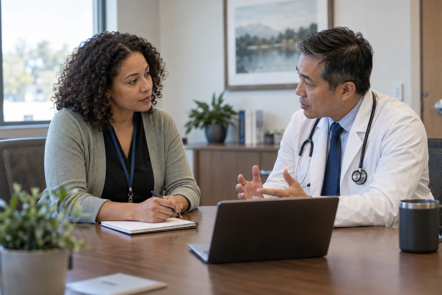 Senior living director meeting a healthcare referral partner